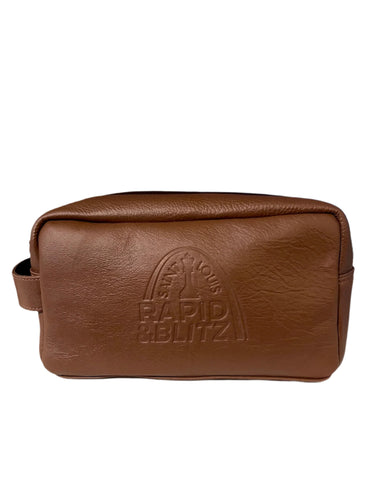 image of leather dopp kit with Saint Louis Rapid & Blitz embossed on front 