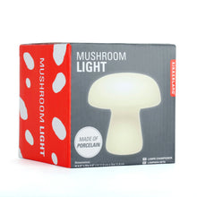 Load image into Gallery viewer, Add a touch of whimsical charm to your home with the Mushroom Light. Crafted from elegant porcelain, these lights offer a warm, diffused glow
