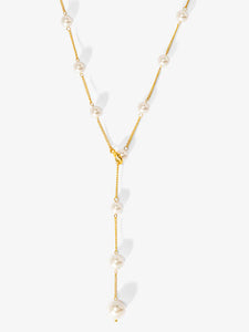 2 in 1 Pearl Lariat Collar Necklace