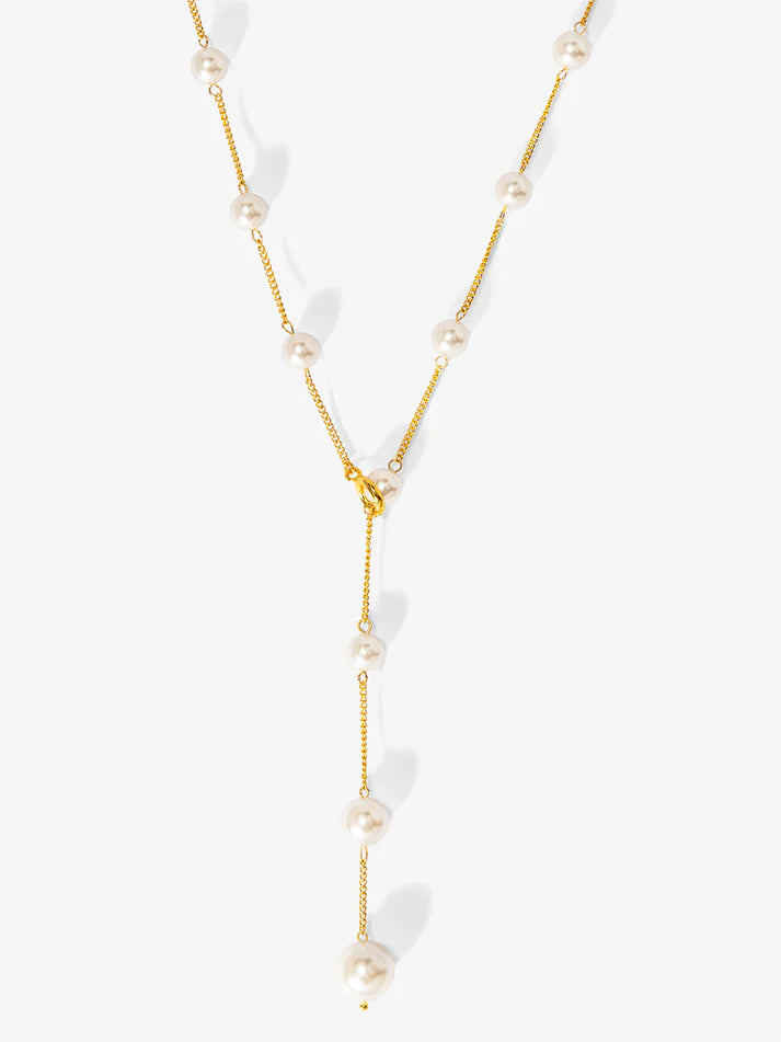2 in 1 Pearl Lariat Collar Necklace