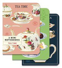 Load image into Gallery viewer, Mini Notebooks 3 Pack featuring vintage tea time images

