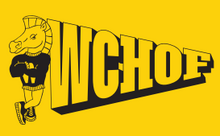 Load image into Gallery viewer, A vintage-inspired pennant design featuring Chester the Knight and the iconic WCHOF block lettering.
