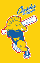 Load image into Gallery viewer, Chester the Knight stepping up to the plate on a sunny yellow background
