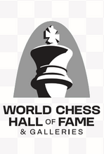 Load image into Gallery viewer, This playful magnet proudly displays the World Chess Hall of Fame logo with solid white background
