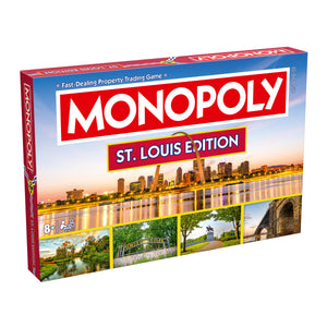 St. Louis edition of MONOPOLY board game showcasing the city's vibrant arts, culture, and history, perfect for friends and family gatherings.