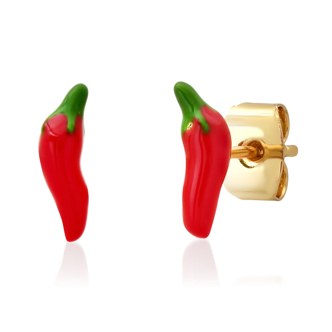 image of mini red pepper stud earrings
