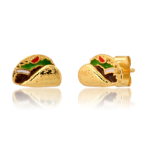 image of min taco shaped earring with colored enamel 
