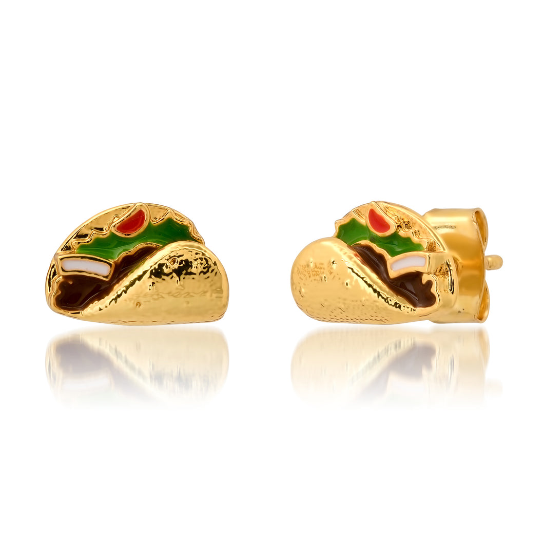 image of min taco shaped earring with colored enamel 