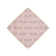 Load image into Gallery viewer, Salmon, beautiful, hand-printed pocket square that showcases an interesting take on the World Chess Hall of Fame (WCHOF) logo.
