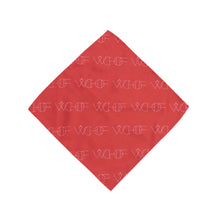 Load image into Gallery viewer, Red, beautiful, hand-printed pocket square that showcases an interesting take on the World Chess Hall of Fame (WCHOF) logo.
