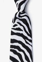 Load image into Gallery viewer, Black and white zebra stripe necktie.
