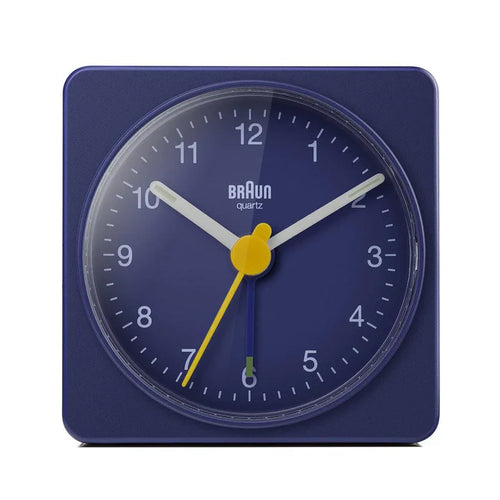 image of blue braun alarm clock
