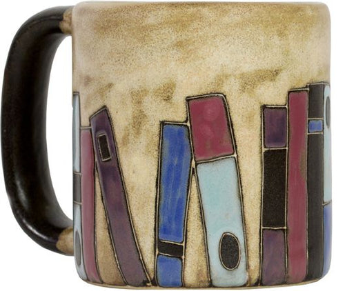 image of handmade mug featuring book spines