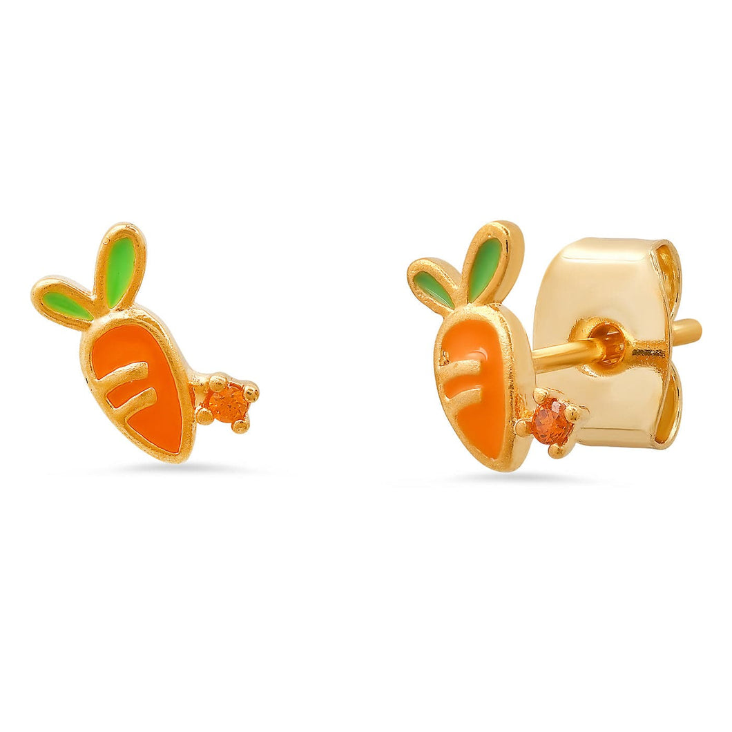 image of carrot shaped studs with orange gem stone