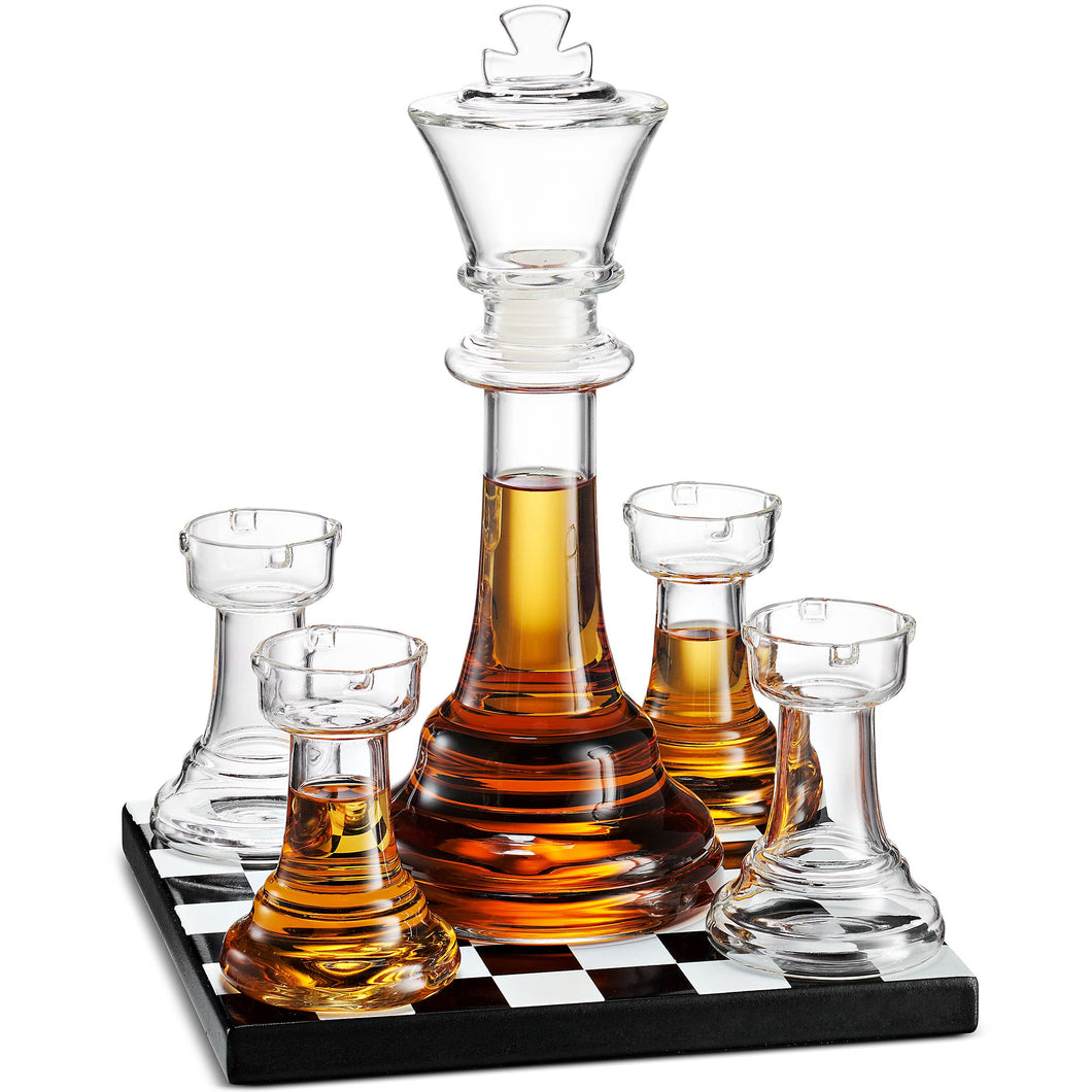 Chess Decanter Set with Glasses