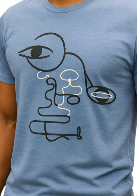 light blue grey t-shirt with custom design by First Move 