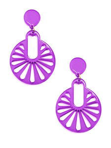 Cutout disk drop earrings