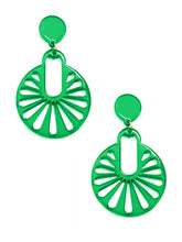 Load image into Gallery viewer, Cutout disk drop earrings
