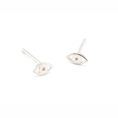 image of silver studs shaped like an eye with cz in the center
