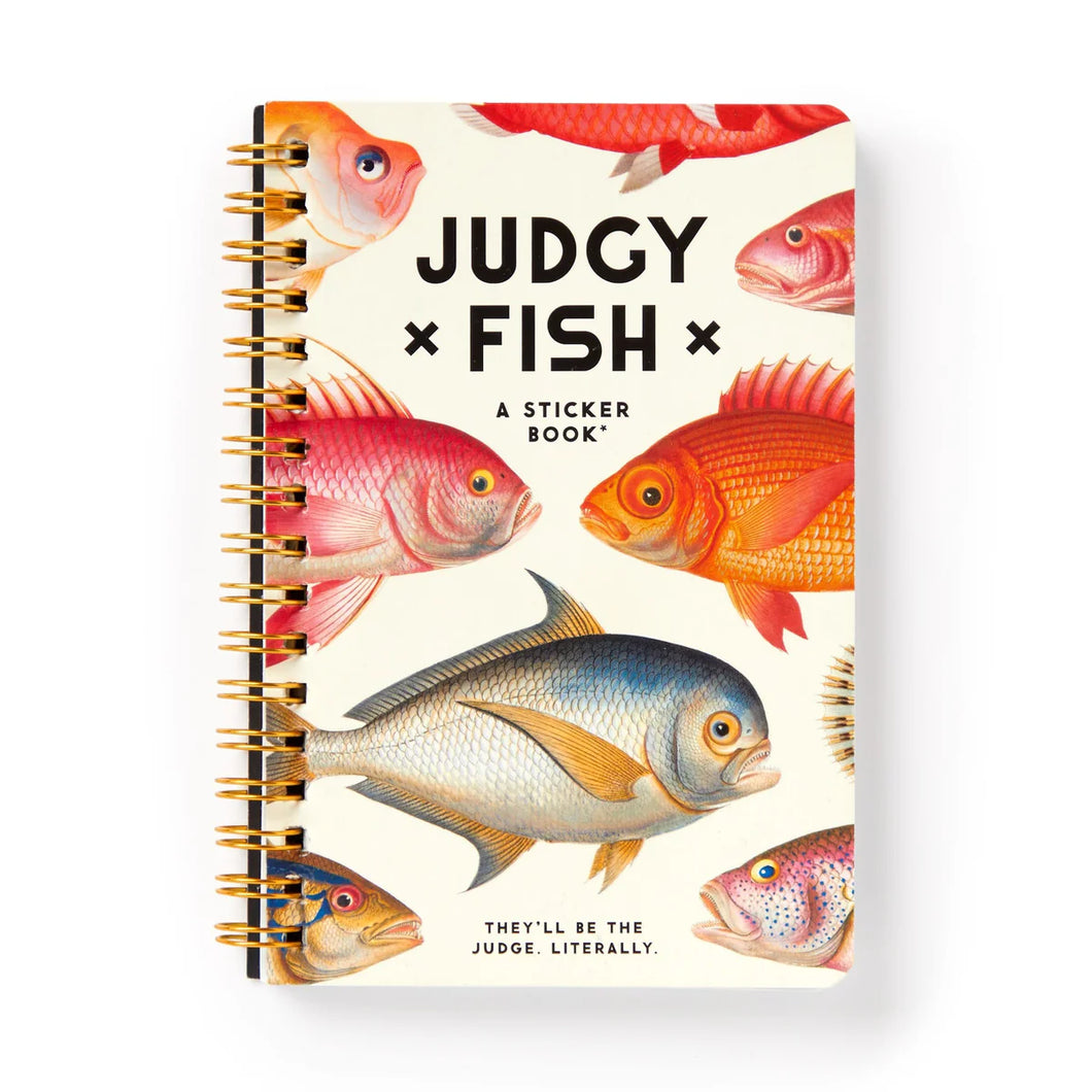 Judgy Fish Sticker Book featuring vintage-inspired illustrations with humorous comments, ideal for adults who love quirky stickers.
