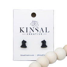 Load image into Gallery viewer, Chess Pieces Wood Stud Earrings
