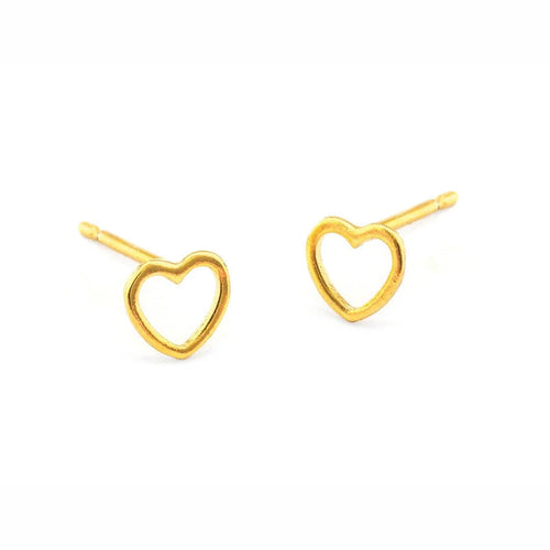 image of small open heart gold plated earrings.