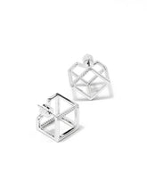Load image into Gallery viewer, Pave Square Two-Dimensional Stud Earrings
