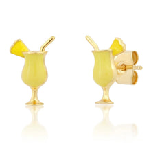 Load image into Gallery viewer, image of small studs in the shape of a pina colada drink with yellow enamel
