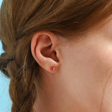 Load image into Gallery viewer, Heart Enamel Studs With Pave Accents
