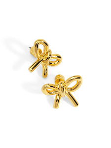 image of puffy bow stud earring in gold
