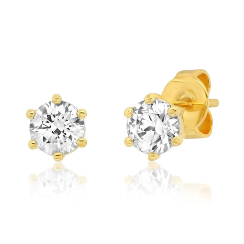 image of gold solitaire cz earrings