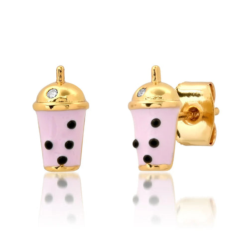 image of boba tea stud earrings 