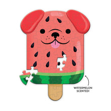 Load image into Gallery viewer, Watermelon Pupsicle 48 Piece Scratch and Sniff Shaped Mini Puzzle
