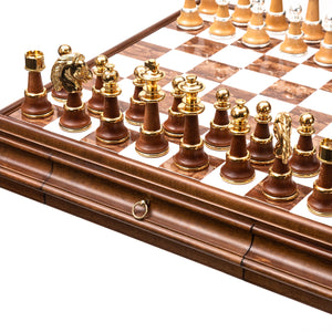 Gold & Silver Plated Chessmen on Wood/Marble Board