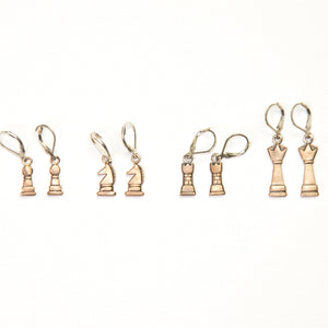 Brass Chess Hook Earrings