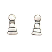 Load image into Gallery viewer, Silver Chess Post Earrings

