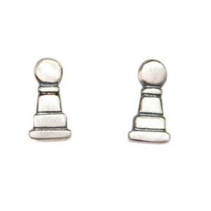 Silver Chess Post Earrings