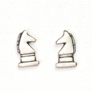 Silver Chess Post Earrings