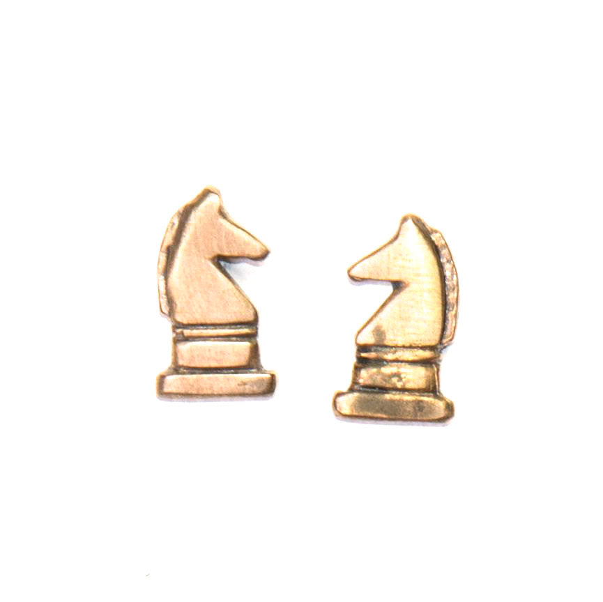 Brass Chess Post Earrings