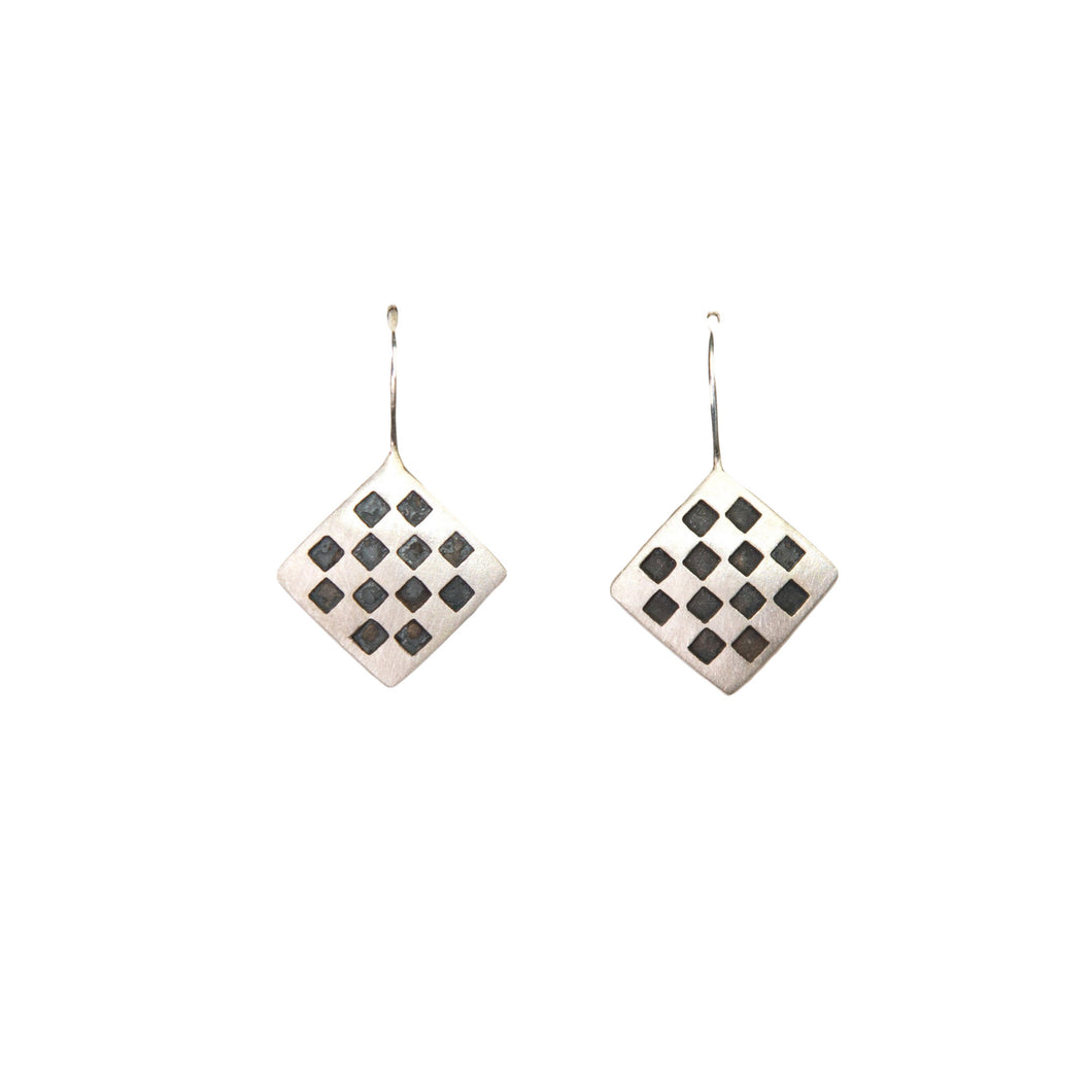 Silver Chess Hook Earrings