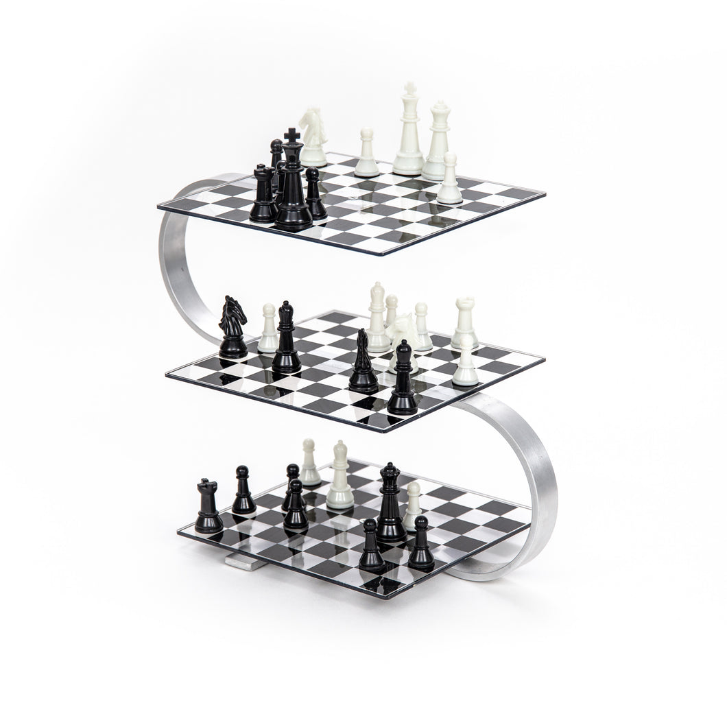 Strato Chess 3D game set, showcasing its unique multi-level design, where players strategize across three dimensions for a challenging twist on traditional chess.