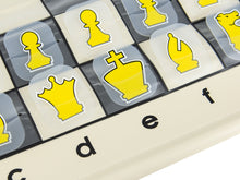 Load image into Gallery viewer, Close-up of yellow 3-inch squares on the 27-inch x 27-inch chess demo board
