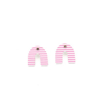 Load image into Gallery viewer, Lilac Striped Gingham Arch Stud Earrings
