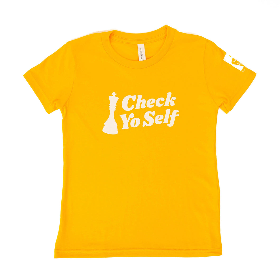 Check Yo Self Youth T-Shirt- Gold