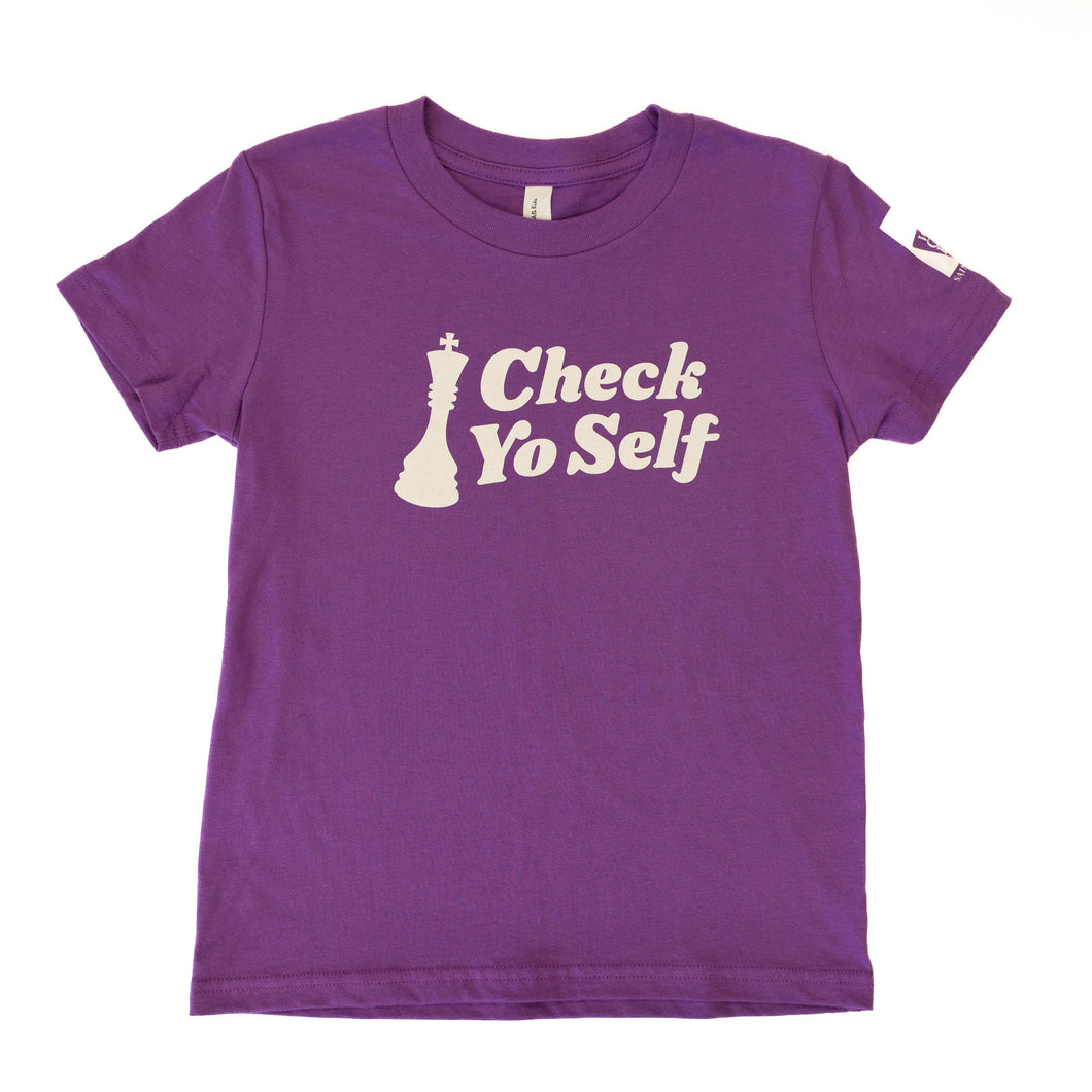 Check Yo Self Youth T-Shirt- Royal Purple