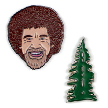 Load image into Gallery viewer, Pin 1 Bob Ross head
Pin 2 Happy Little Tree
