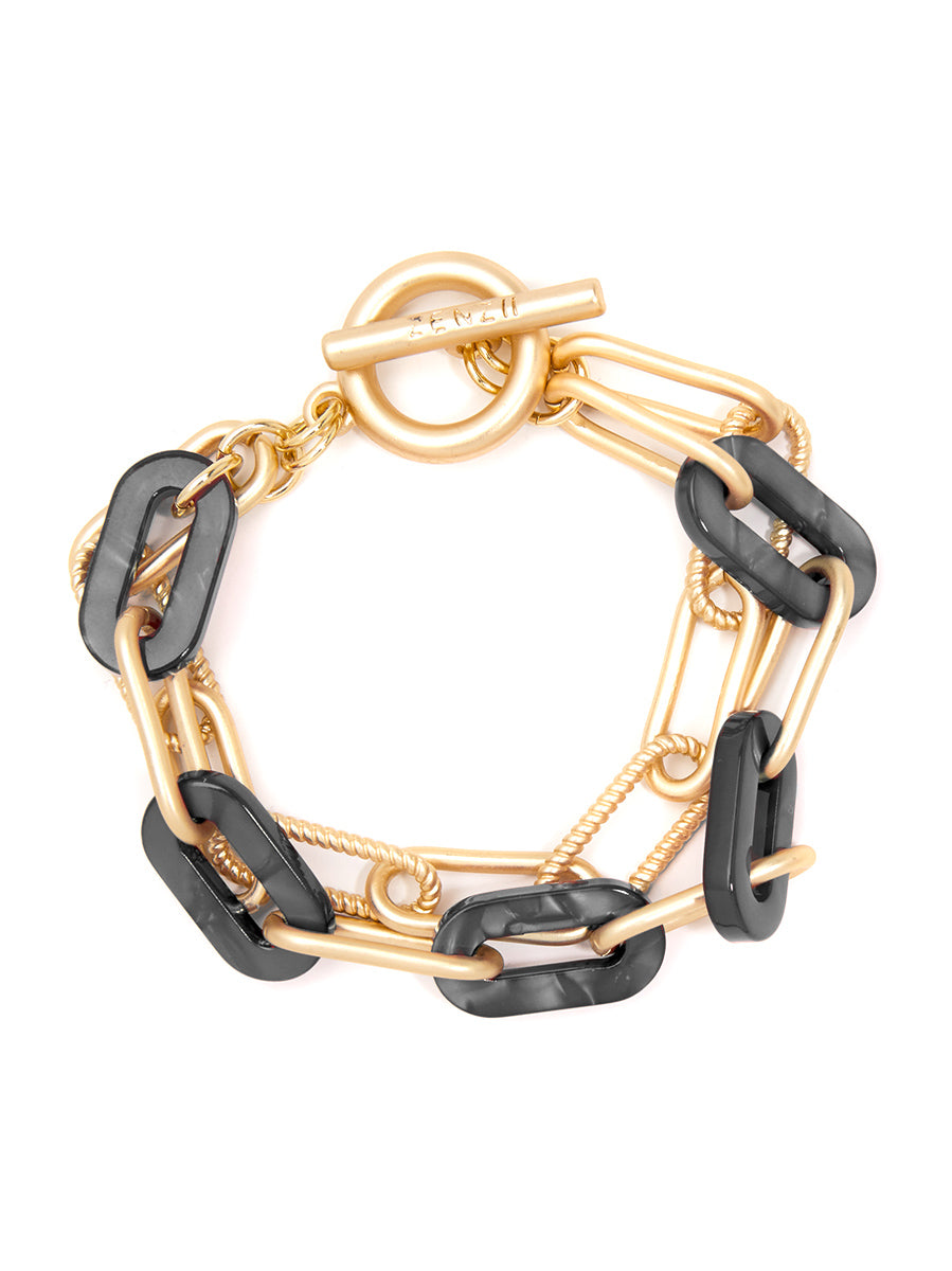 Marbled Resin and Paperclip Chain Bracelet