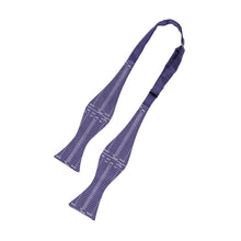 Load image into Gallery viewer, This is an untied deep purple bow tie featuring a white graphic print of a chess notation score sheet spanning the length of its ends.
