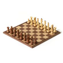 Load image into Gallery viewer, 3.75&quot; Kikkerwood Old Russian Chess Set on Walnut Board
