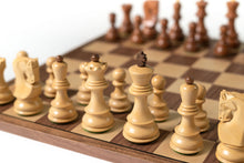 Load image into Gallery viewer, 3.75&quot; Kikkerwood Old Russian Chess Set on Walnut Board
